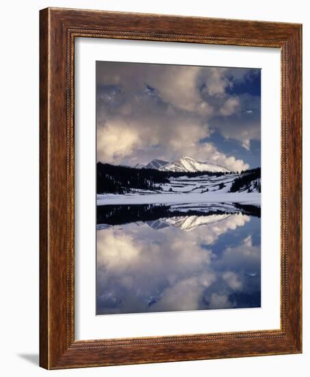 California, Sierra Nevada, Mammoth Peak Reflecting in a Frozen Lake-Christopher Talbot Frank-Framed Photographic Print