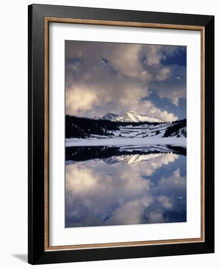 California, Sierra Nevada, Mammoth Peak Reflecting in a Frozen Lake-Christopher Talbot Frank-Framed Photographic Print