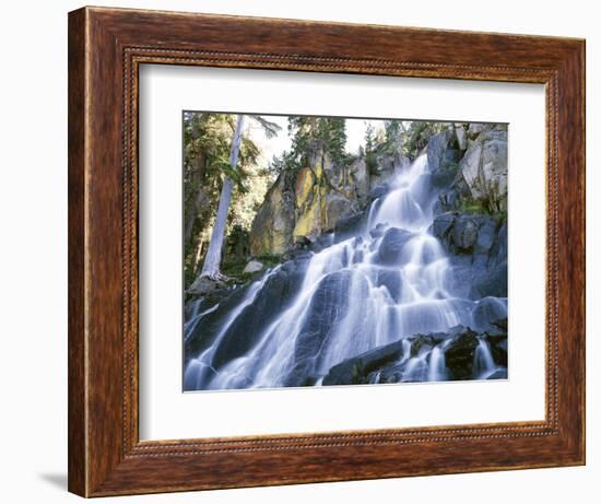 California, Sierra Nevada Mountains. a Waterfall and Rocks-Christopher Talbot Frank-Framed Photographic Print