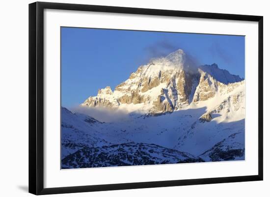 California, Sierra Nevada Range. Fresh Snow on Mountain at Sunrise-Dennis Flaherty-Framed Photographic Print