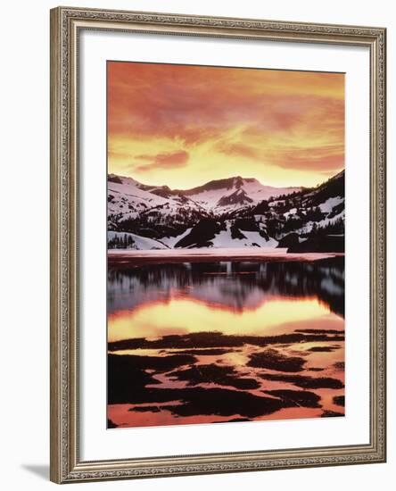 California, Sierra Nevada, Sunset, Mountains Reflecting on Ellery Lake-Christopher Talbot Frank-Framed Photographic Print