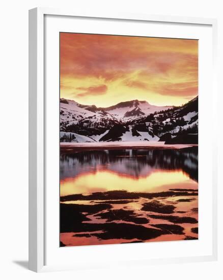 California, Sierra Nevada, Sunset, Mountains Reflecting on Ellery Lake-Christopher Talbot Frank-Framed Photographic Print