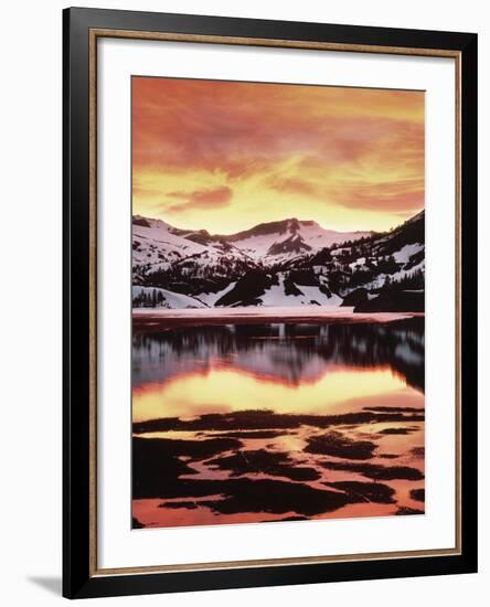 California, Sierra Nevada, Sunset, Mountains Reflecting on Ellery Lake-Christopher Talbot Frank-Framed Photographic Print