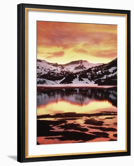 California, Sierra Nevada, Sunset, Mountains Reflecting on Ellery Lake-Christopher Talbot Frank-Framed Photographic Print