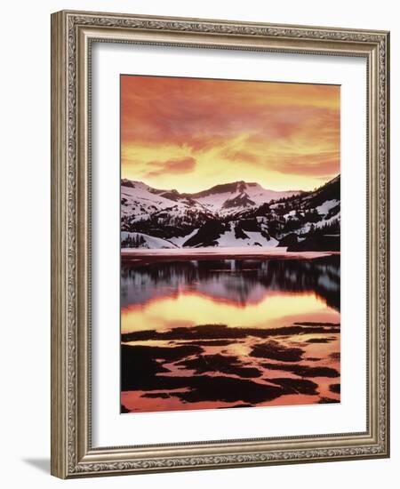 California, Sierra Nevada, Sunset, Mountains Reflecting on Ellery Lake-Christopher Talbot Frank-Framed Photographic Print