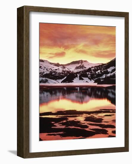 California, Sierra Nevada, Sunset, Mountains Reflecting on Ellery Lake-Christopher Talbot Frank-Framed Photographic Print