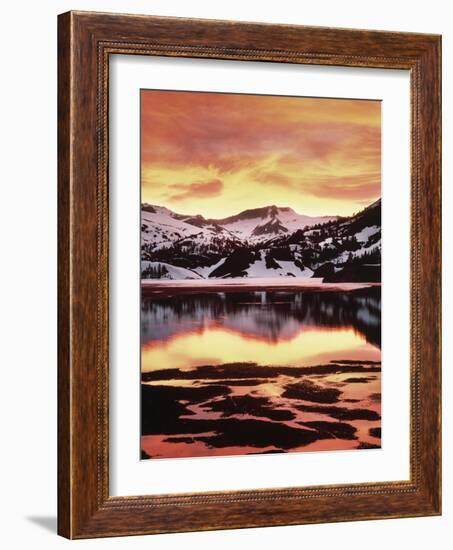 California, Sierra Nevada, Sunset, Mountains Reflecting on Ellery Lake-Christopher Talbot Frank-Framed Photographic Print