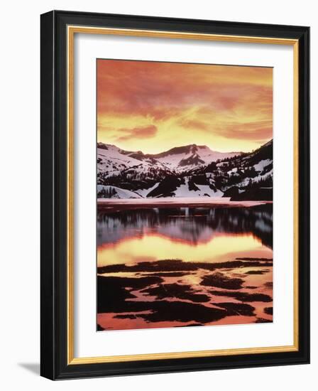 California, Sierra Nevada, Sunset, Mountains Reflecting on Ellery Lake-Christopher Talbot Frank-Framed Photographic Print