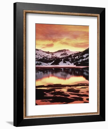 California, Sierra Nevada, Sunset, Mountains Reflecting on Ellery Lake-Christopher Talbot Frank-Framed Photographic Print