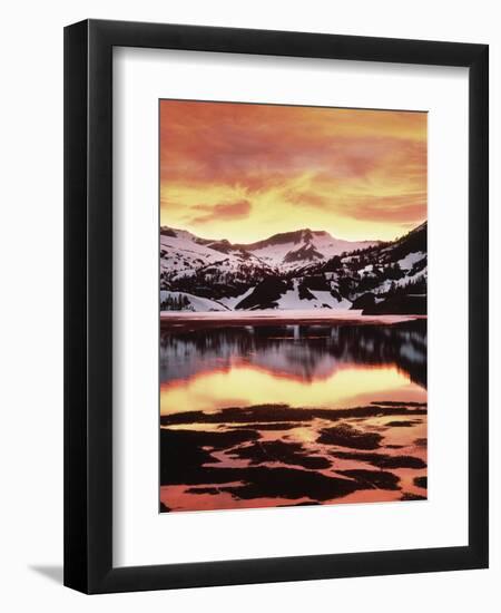 California, Sierra Nevada, Sunset, Mountains Reflecting on Ellery Lake-Christopher Talbot Frank-Framed Photographic Print