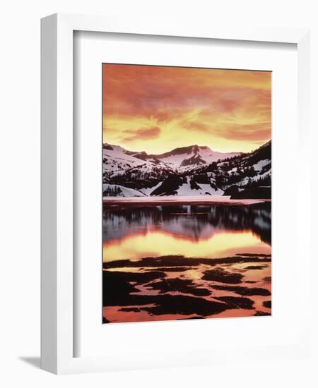 California, Sierra Nevada, Sunset, Mountains Reflecting on Ellery Lake-Christopher Talbot Frank-Framed Photographic Print