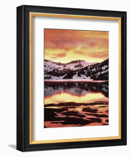 California, Sierra Nevada, Sunset, Mountains Reflecting on Ellery Lake-Christopher Talbot Frank-Framed Photographic Print