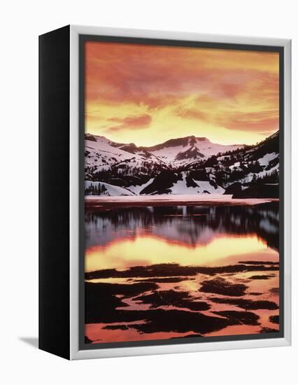 California, Sierra Nevada, Sunset, Mountains Reflecting on Ellery Lake-Christopher Talbot Frank-Framed Premier Image Canvas