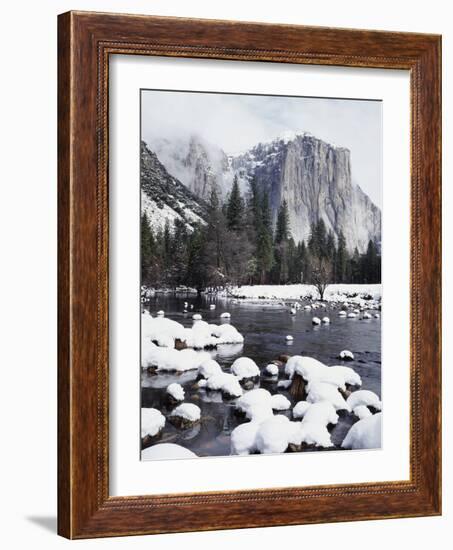 California, Sierra Nevada, Yosemite National Park, Snow on El Capitan-Christopher Talbot Frank-Framed Photographic Print