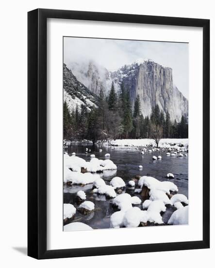 California, Sierra Nevada, Yosemite National Park, Snow on El Capitan-Christopher Talbot Frank-Framed Photographic Print