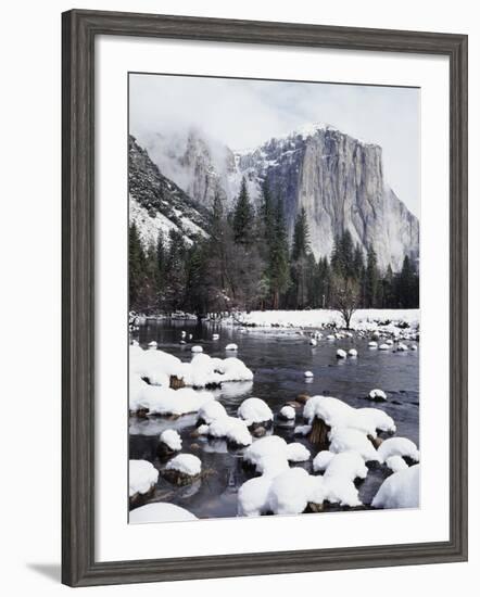 California, Sierra Nevada, Yosemite National Park, Snow on El Capitan-Christopher Talbot Frank-Framed Photographic Print