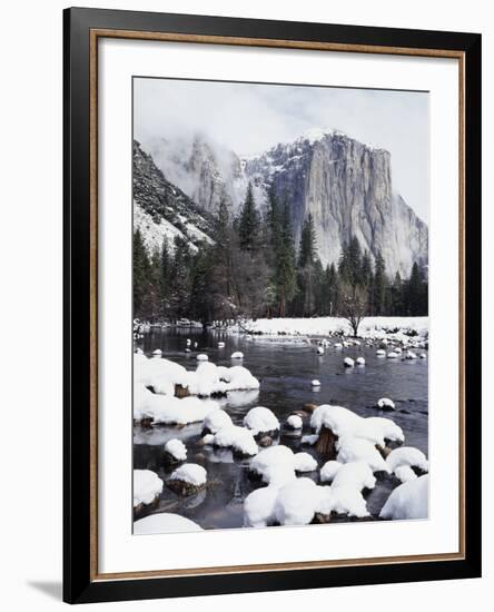 California, Sierra Nevada, Yosemite National Park, Snow on El Capitan-Christopher Talbot Frank-Framed Photographic Print