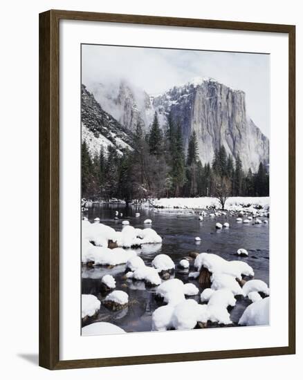 California, Sierra Nevada, Yosemite National Park, Snow on El Capitan-Christopher Talbot Frank-Framed Photographic Print