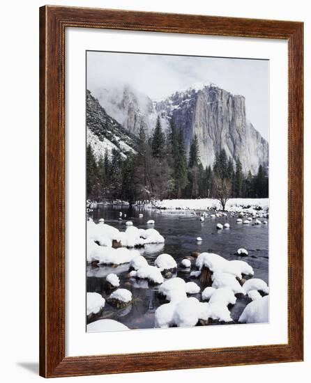 California, Sierra Nevada, Yosemite National Park, Snow on El Capitan-Christopher Talbot Frank-Framed Photographic Print