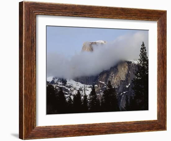 California, Sierra Nevada, Yosemite NP, Half Dome with Snow and Clouds-Christopher Talbot Frank-Framed Photographic Print