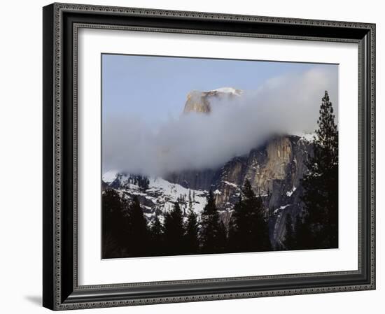 California, Sierra Nevada, Yosemite NP, Half Dome with Snow and Clouds-Christopher Talbot Frank-Framed Photographic Print