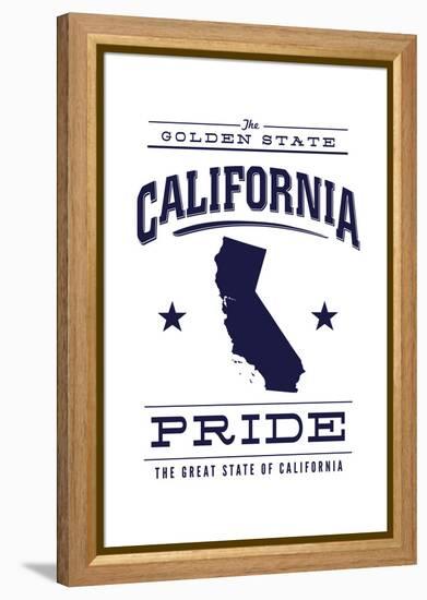 California State Pride - Blue on White-Lantern Press-Framed Stretched Canvas