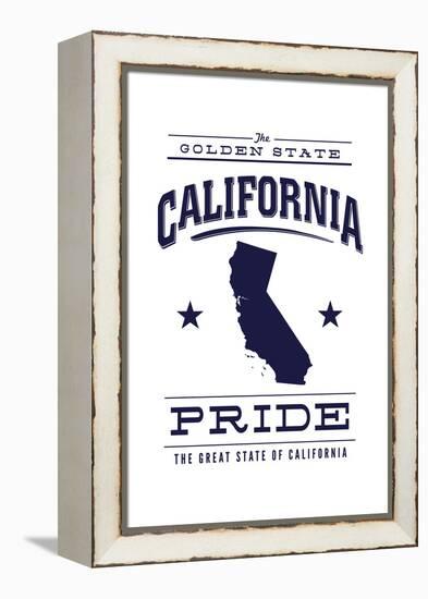 California State Pride - Blue on White-Lantern Press-Framed Stretched Canvas