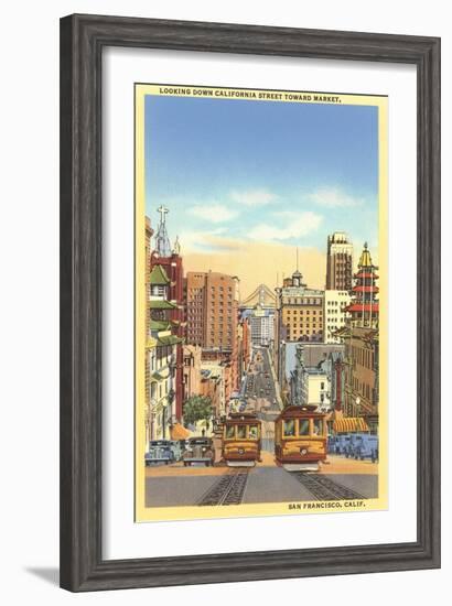 California Street, Cable Cars, San Francisco, California-null-Framed Art Print