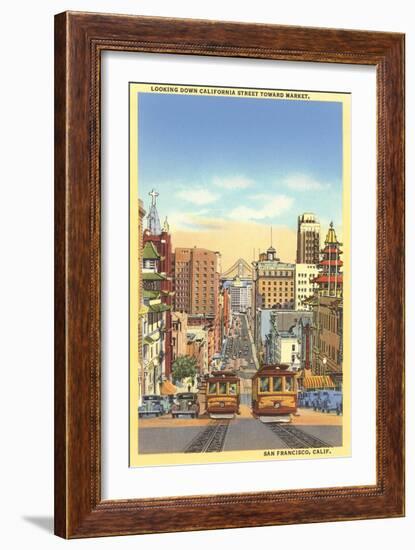 California Street, Cable Cars, San Francisco, California-null-Framed Art Print