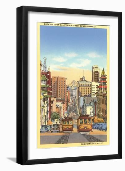 California Street, Cable Cars, San Francisco, California-null-Framed Art Print