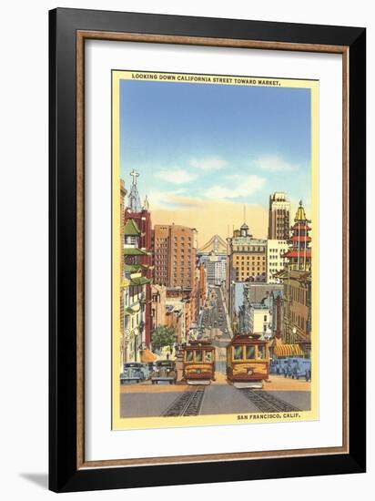 California Street, Cable Cars, San Francisco, California-null-Framed Art Print