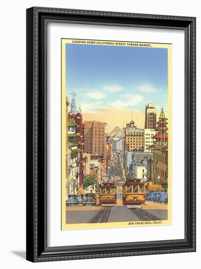 California Street, Cable Cars, San Francisco, California-null-Framed Art Print