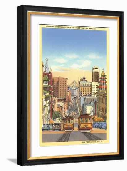 California Street, Cable Cars, San Francisco, California-null-Framed Art Print