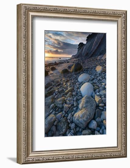 California. Sunset on the Emerging Rocks at Bowling Ball Beach, Schooner Gulch State Beach-Judith Zimmerman-Framed Photographic Print