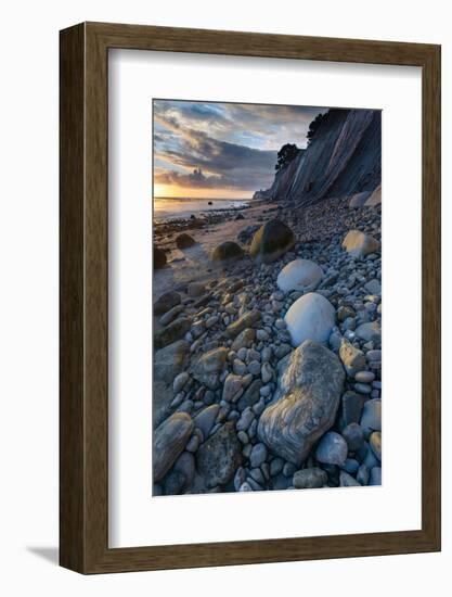 California. Sunset on the Emerging Rocks at Bowling Ball Beach, Schooner Gulch State Beach-Judith Zimmerman-Framed Photographic Print