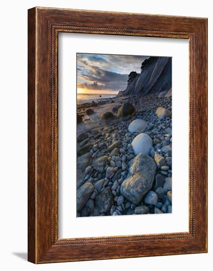 California. Sunset on the Emerging Rocks at Bowling Ball Beach, Schooner Gulch State Beach-Judith Zimmerman-Framed Photographic Print