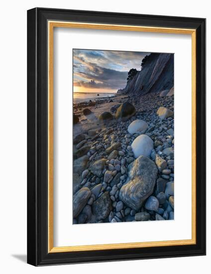 California. Sunset on the Emerging Rocks at Bowling Ball Beach, Schooner Gulch State Beach-Judith Zimmerman-Framed Photographic Print