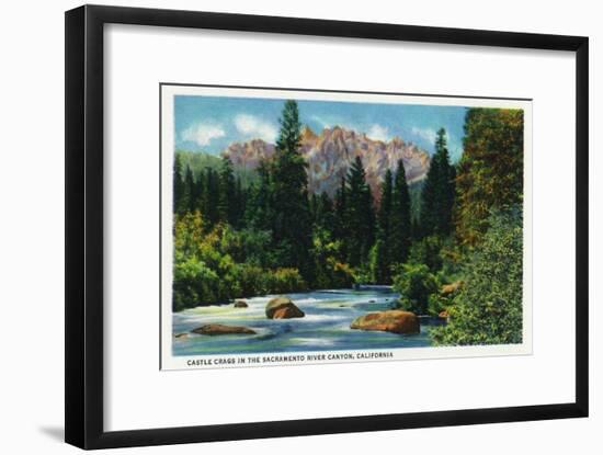 California - View of Castle Crags in the Sacramento River Canyon, c.1936-Lantern Press-Framed Art Print