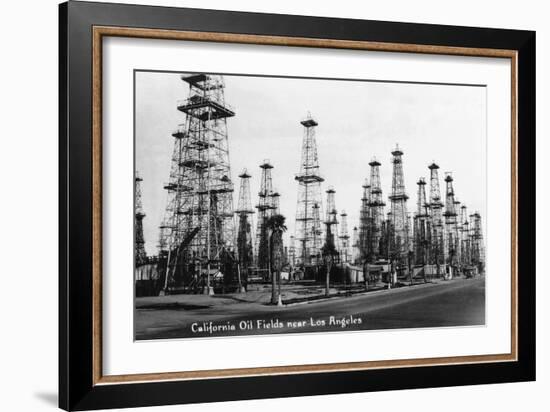 California - View of Oil Fields near Los Angeles-Lantern Press-Framed Premium Giclee Print