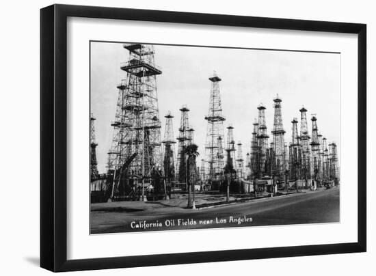 California - View of Oil Fields near Los Angeles-Lantern Press-Framed Art Print