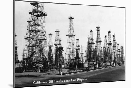 California - View of Oil Fields near Los Angeles-Lantern Press-Mounted Art Print