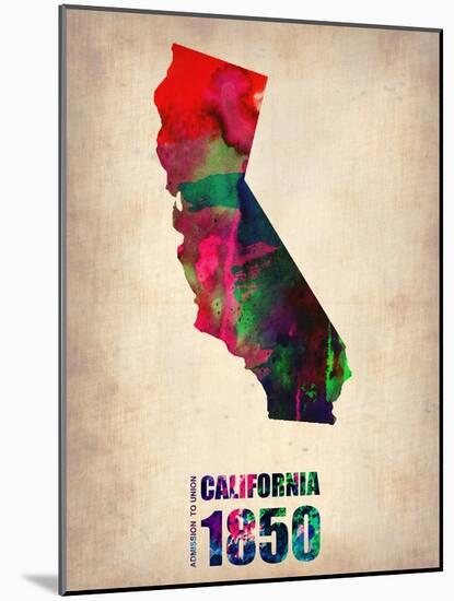 California Watercolor Map-NaxArt-Mounted Art Print