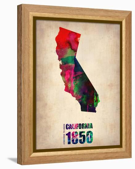 California Watercolor Map-NaxArt-Framed Stretched Canvas