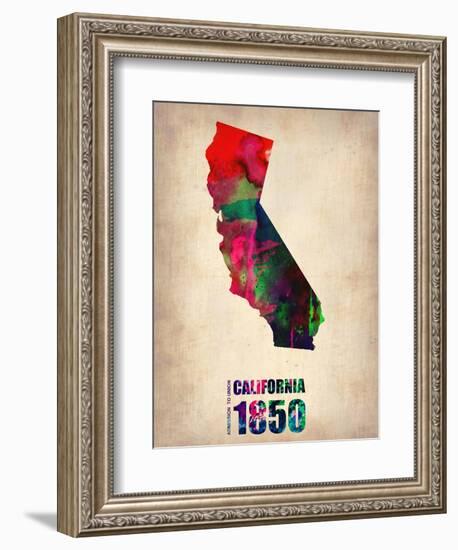 California Watercolor Map-NaxArt-Framed Art Print