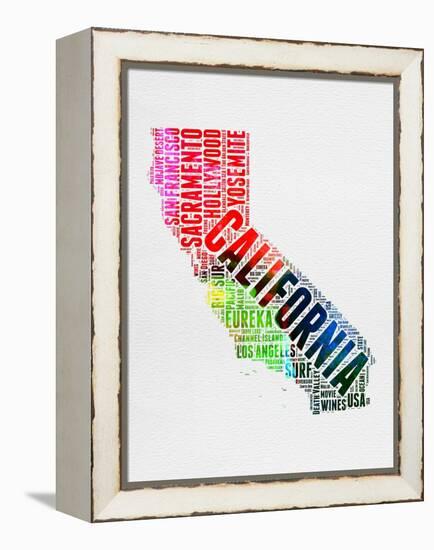 California Watercolor Word Cloud-NaxArt-Framed Stretched Canvas
