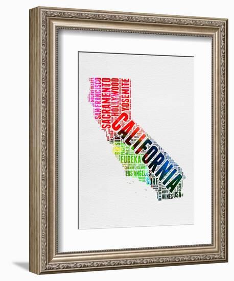 California Watercolor Word Cloud-NaxArt-Framed Art Print