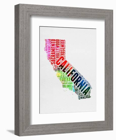 California Watercolor Word Cloud-NaxArt-Framed Art Print