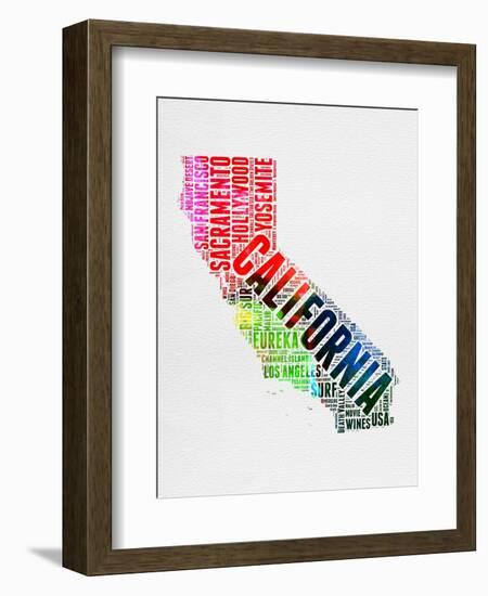 California Watercolor Word Cloud-NaxArt-Framed Art Print