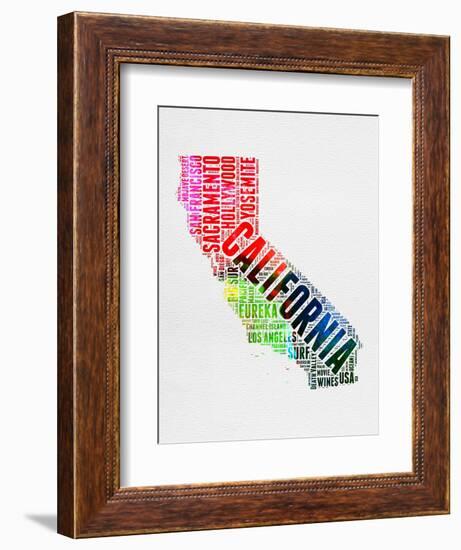 California Watercolor Word Cloud-NaxArt-Framed Art Print