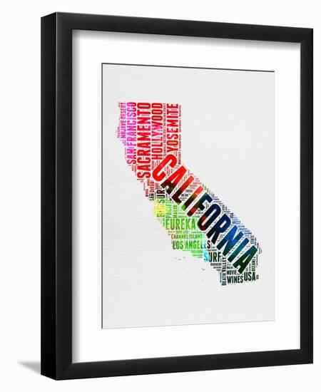 California Watercolor Word Cloud-NaxArt-Framed Art Print